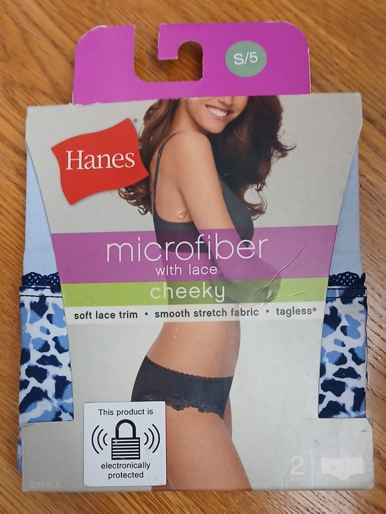 Hanes Other - Hanes Cheeky Microfiber Bikini - Blue and White Floral with Navy Lace
